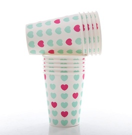Aqua & Pink Sweetheart  - paper cups